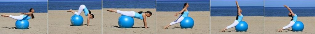 Yoga ball pilates on the beach by Cathy Samë Lottin Waves, beach & health center Zandvoort